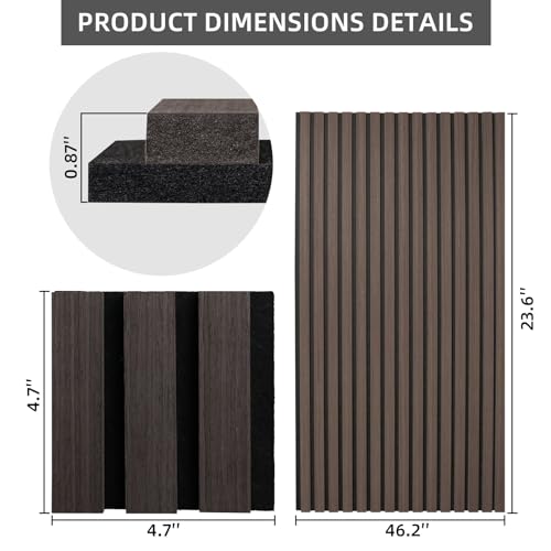 2PCS Wood Wall Panels 3D Fluted Sound Absorbing Walnut Finish I385324
