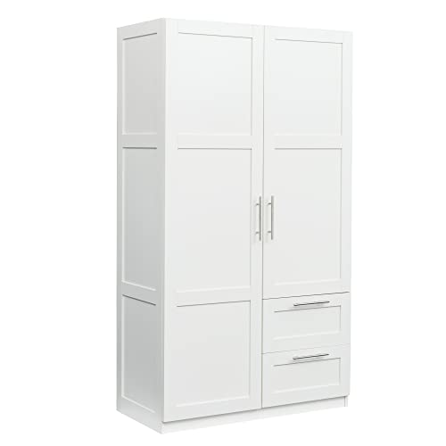 Kitchen Pantry Storage Cabinet with 2 Doors and 2 Drawers, White O87191