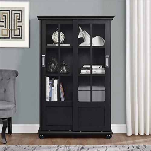 Ameriwood Home Aaron Lane Bookcase with Sliding Glass Doors, Red F651900