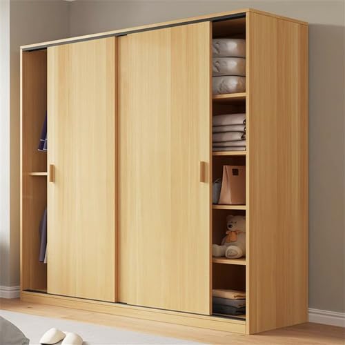 NIUYAO Solid Wood Wardrobe Closet with Sliding Door and Shelves V214937
