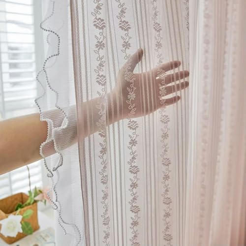 Sheer Pink Ruffle Curtains for Girls Bedroom G616706