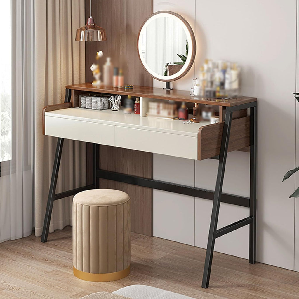 Solid Wood Vanity Set with Dimmable Lighted Mirror and 2 Drawers S803