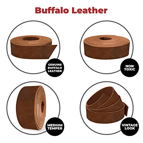European Leather Works Buffalo Belt Blanks 8-10 oz Full Grain Leather 1.5"x60" Antique Mahogany L745