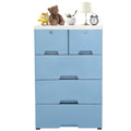 5 Tier Dresser Storage Cabinet with 6 Drawers, Modern Vertical Tall Dresser Organizer for Clothes with Wheels & Locks, Plastic Organizer Drawers for Clothes, Toys, Magazines, Books (Pink)