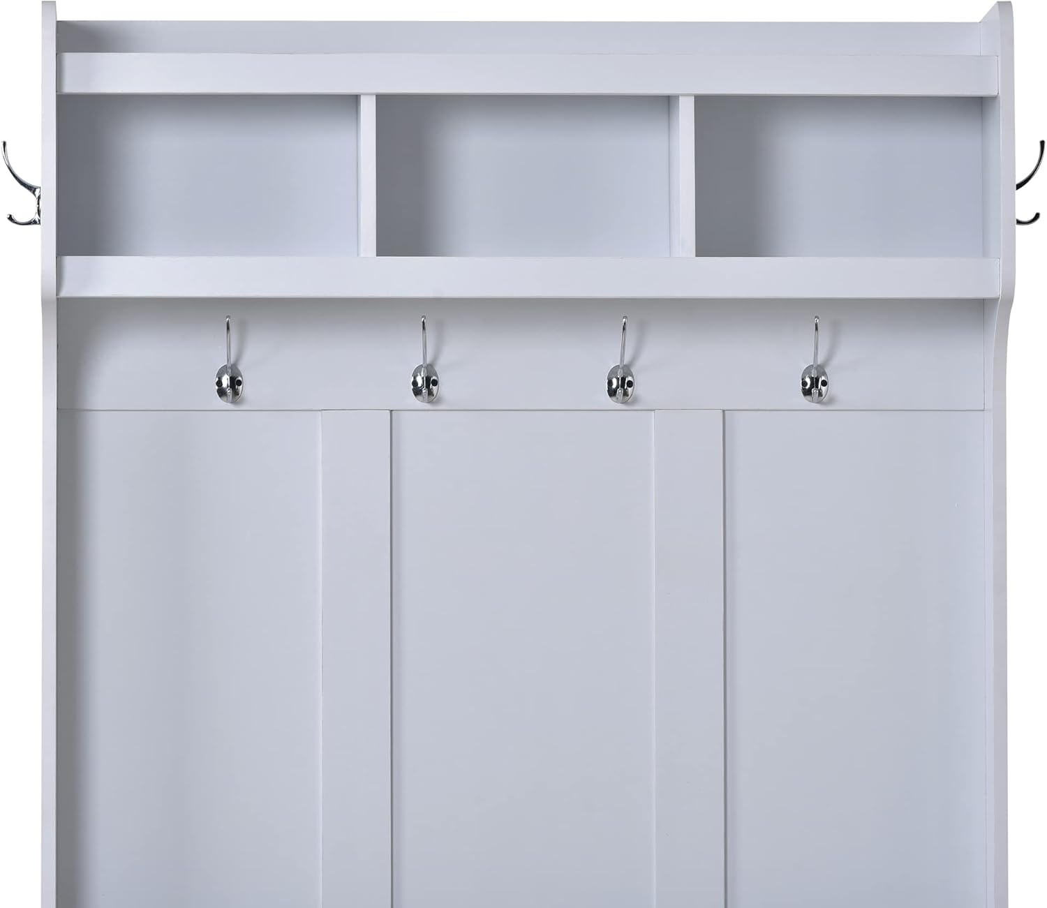 NicBex Hall Tree with Bench and 6 Hooks, White X571