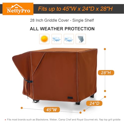 NettyPro Griddle Cover for Blackstone 28" with Single Shelf, Waterproof UV Resistant A351532