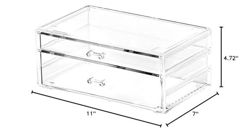 Cq Acrylic Storage Desk Box with 3 Drawers, Plastic Makeup Organizer X605022