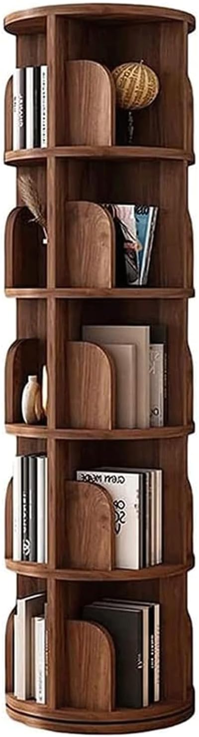NeziH Flexible Bookcases 360 ° Solid Wood Standing Bookcase 5 Tier Book Rack Space Saving Study Room Bookshelves Perfect Furniture