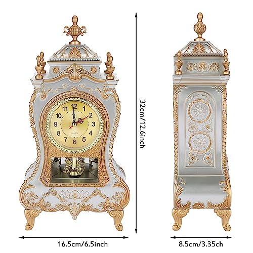 Wnvivi Vintage Table Clock Antique Desk Alarm Clock White S660