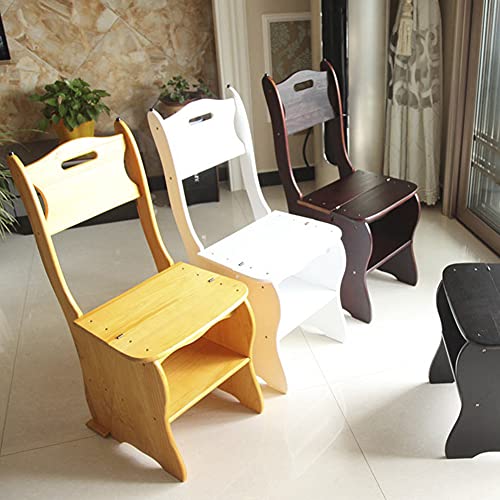 Wooden Folding Library Ladder Chair 2 in 1 Step Stool for Home (Brown) L4485