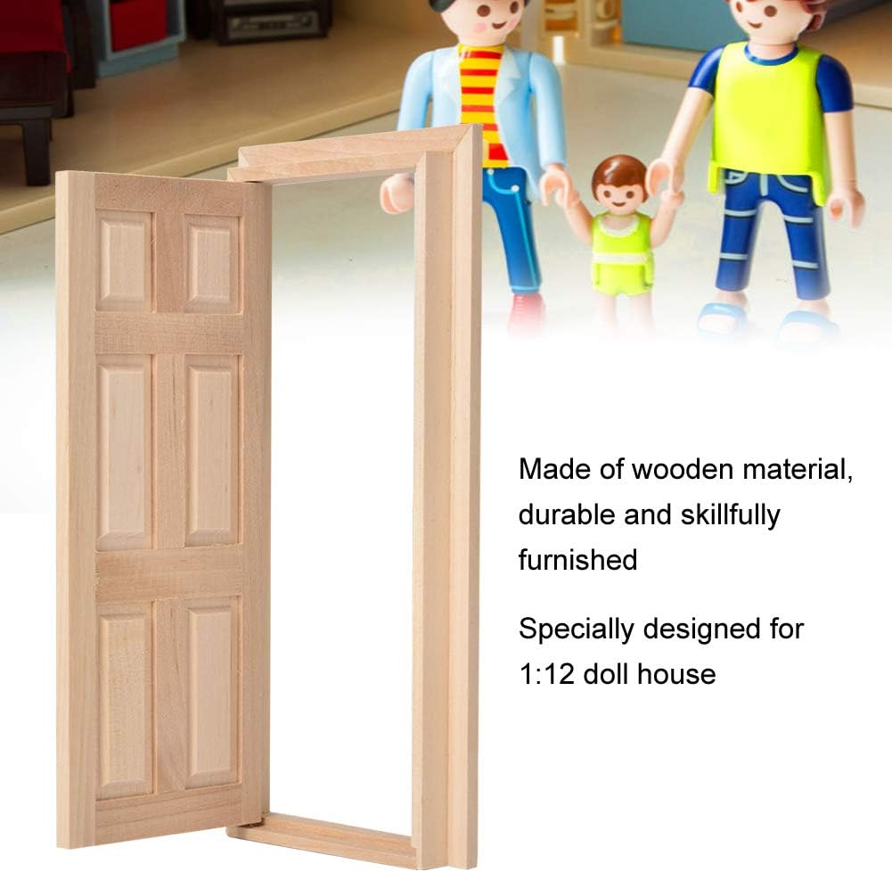 1:12 Doll House Mini Wooden Door DIY Hollow Door Set Z5358