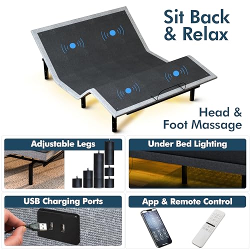 SF Adjustable Bed Frame with Mattress Included Massage Queen C515704