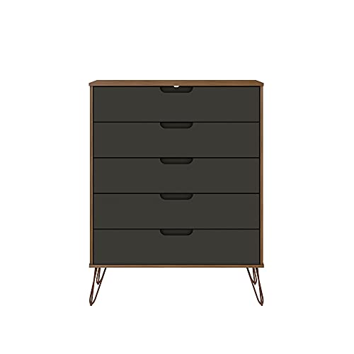 Manhattan Comfort Rockefeller Mid Century Modern 3-Drawer Dresser Set, Grey D4367