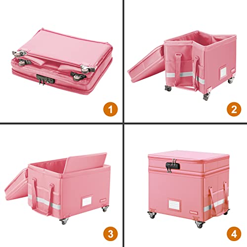 DocSafe Fireproof Document Box with Lock, 2-Layer File Box with Wheels, Gray N7633