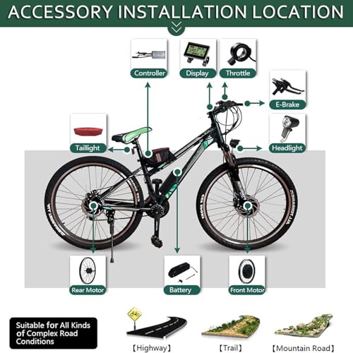 Electric Bike Conversion Kit 48V 1000W Rear Wheel Hub Motor C4964
