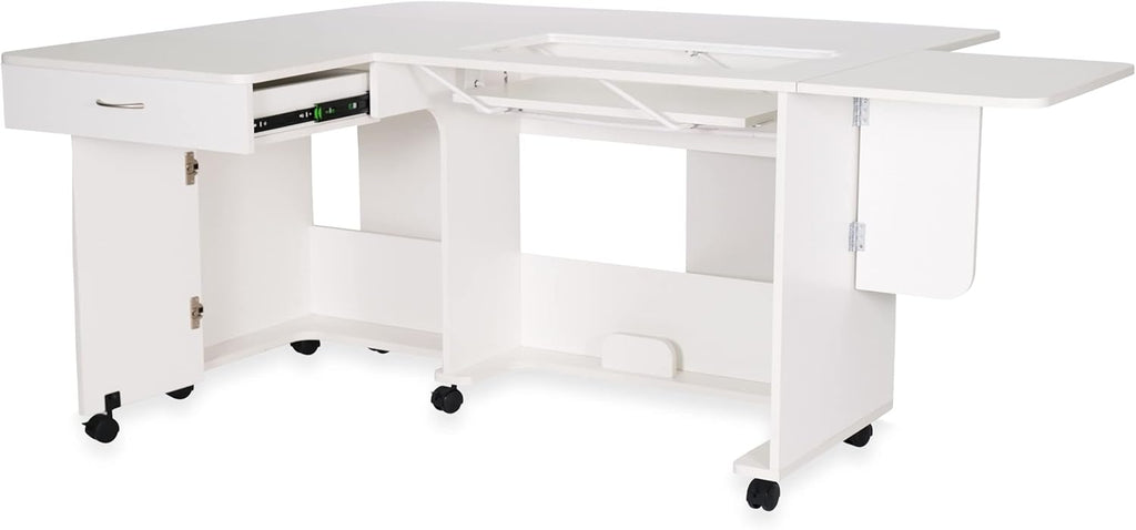 Arrow Classic Sewing Furniture Christa Sewing Cabinet with Locking Wheels and Manual Machine Lift B993