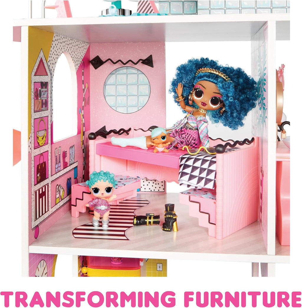 L.O.L. Surprise! OMG Fashion House Playset with 85+ Surprises, Real Wood, Pool & Slide O797