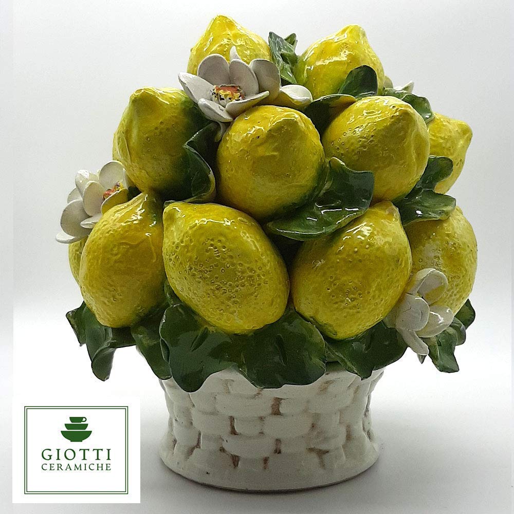 Italian Ceramic Lemon Centerpiece for Dining Table - 9 Inch Handmade Decor R85336