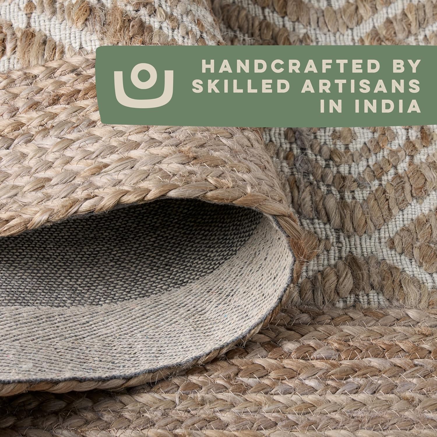 TOWN & COUNTRY TERRA Nalani Textured Diamond Hand-Knotted Jute Area Rug, Brown, 6'x9' Y381