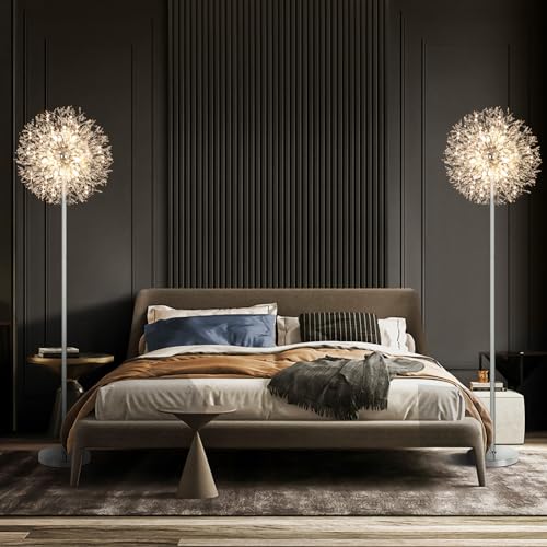 BesLowe 69'' Crystal Floor Lamp with 9 LED Bulbs, Chrome X8132