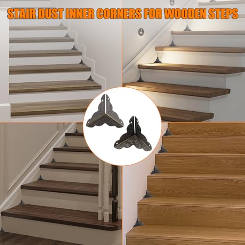 36 PCS Stair Dust Inner Corners for Wooden Steps, Antique Decorative Corner with Screws (Bronze) I947