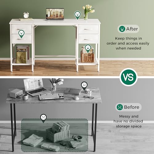 55 Inch Computer Desk with 4 Drawers, Mesh Shelf, Rustic Brown H30275