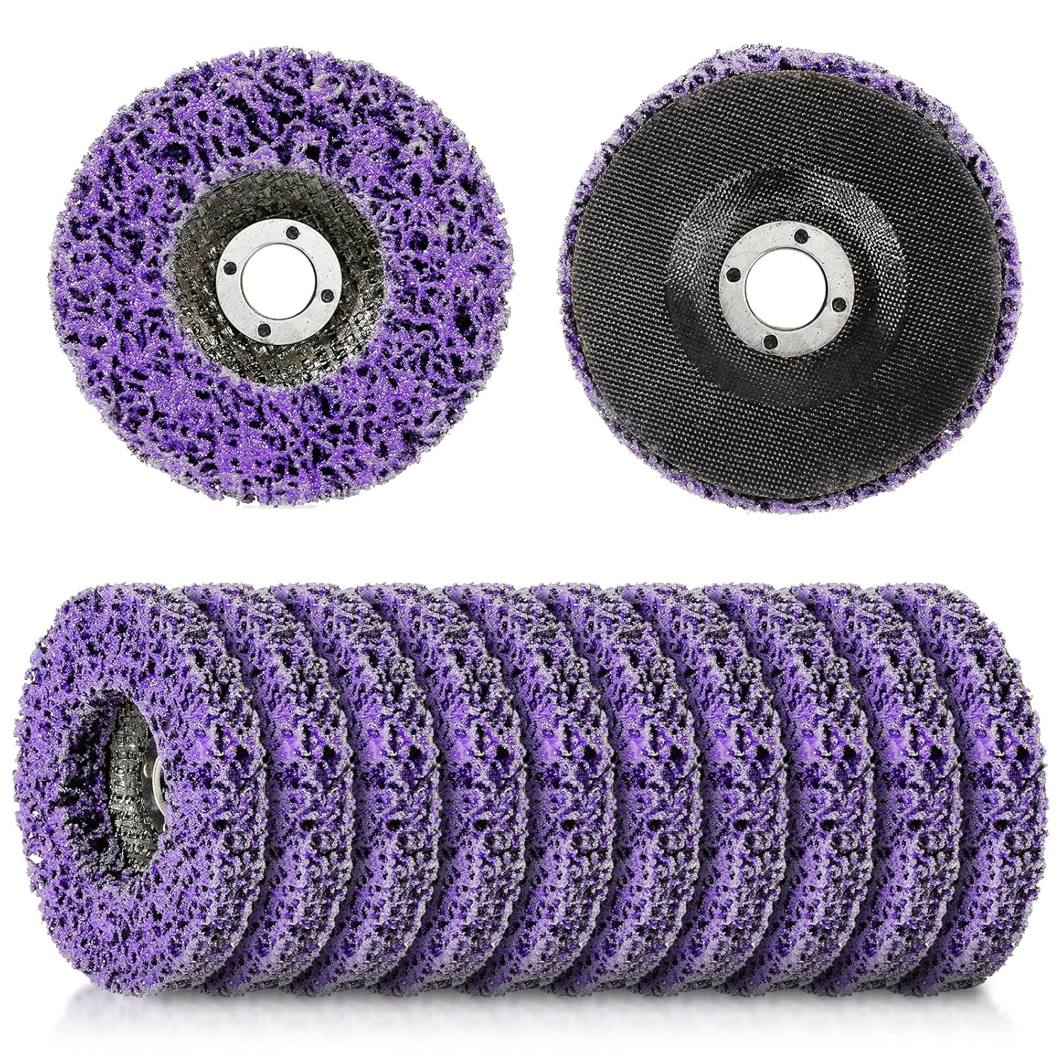 WICHEMI 10 Pack 4" x 5/8" Strip Disc for Angle Grinders, Paint & Rust Remover A743590