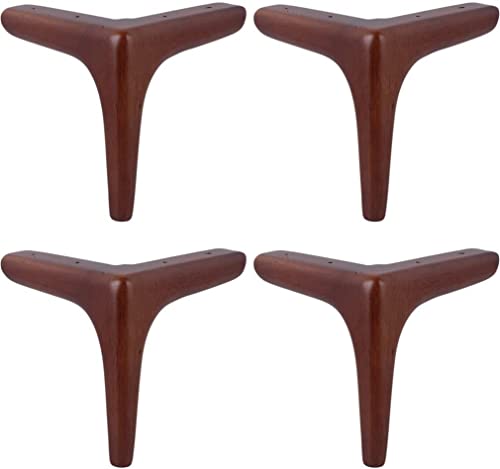 Furniture Table Legs , Set of 4 Solid Wood Furniture Legs,Triangle Sofa Feet,Finished Oak Cabinet Feet,Suitable for Cupboard,Couch,TV Stand,Chair,Dresser,Ottoman,Stool,Modern Style,Walnut,with Screws