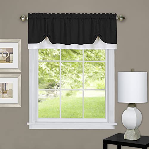 Soft Window Darcy Curtain Valance, Tan & White - 58 Inch Width, 14 Inch Length, 1.5 Inch Rod Pocket - Light Filtering Valance for Kitchen and Bathroom by Achim Home Decor