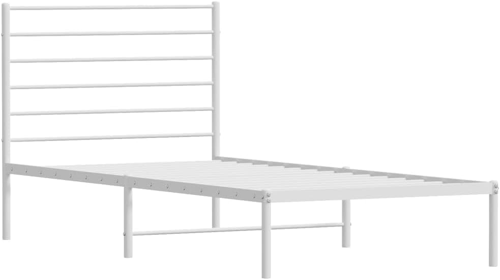 Asomie Metal Bed Frame with Headboard White I247478