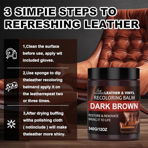 Leather Scratch Repair Balm Medium Brown for Couches, Car Seats & Boots M151