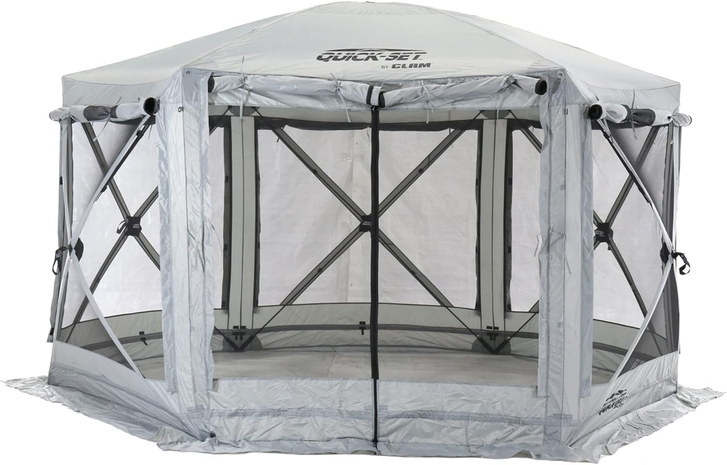 CLAM Quick-Set Pavilion 12.5 x 12.5 Ft Pop-Up Camping Screen Tent with Carry Bag, Gray F1686