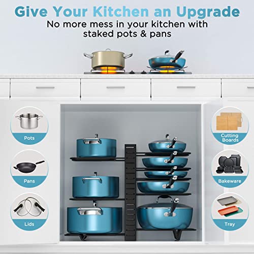 ORDORA Pots and Pans Organizer Rack for Cabinet, 8-Tier Heavy Duty U4134