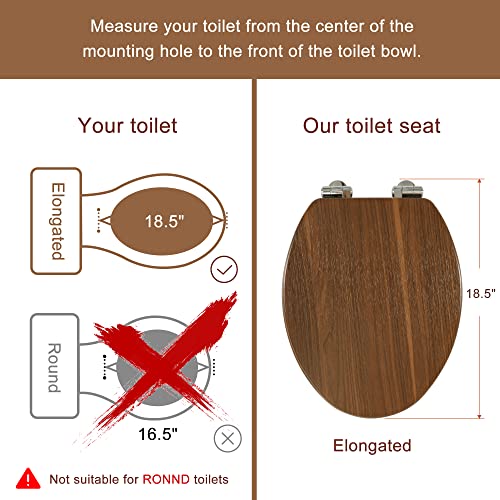 Angol Shiold Elongated Molded Wood Toilet Seat with Quiet Close and Quick Release Hinges D969984