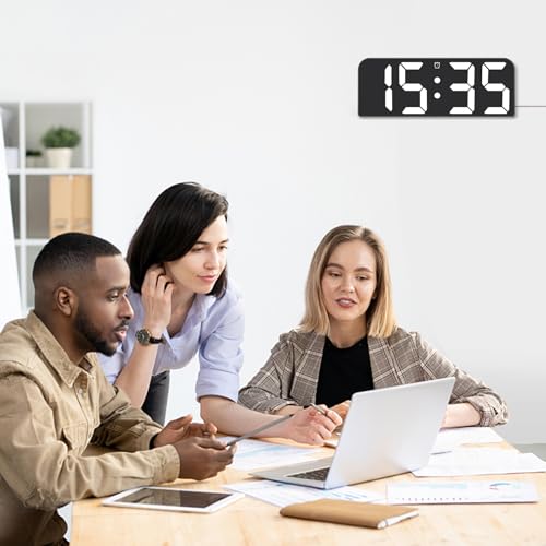 SZELAM Digital Wall Clock 9.6" LED Alarm Clock with Remote Control, Red P288621