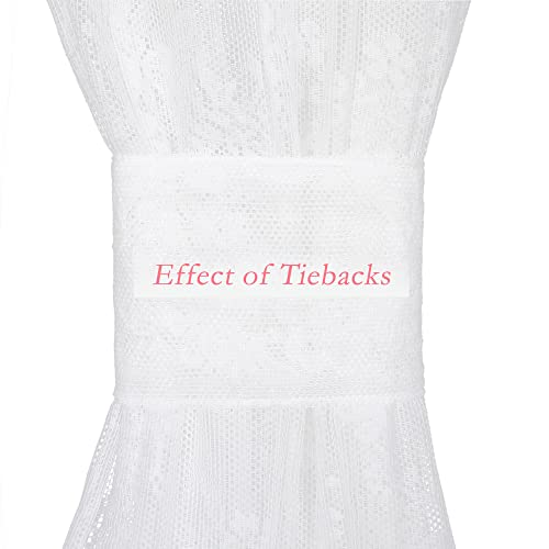 Semi Sheer French Door Curtain 72 Inches with Tiebacks, 2 Pieces White R809