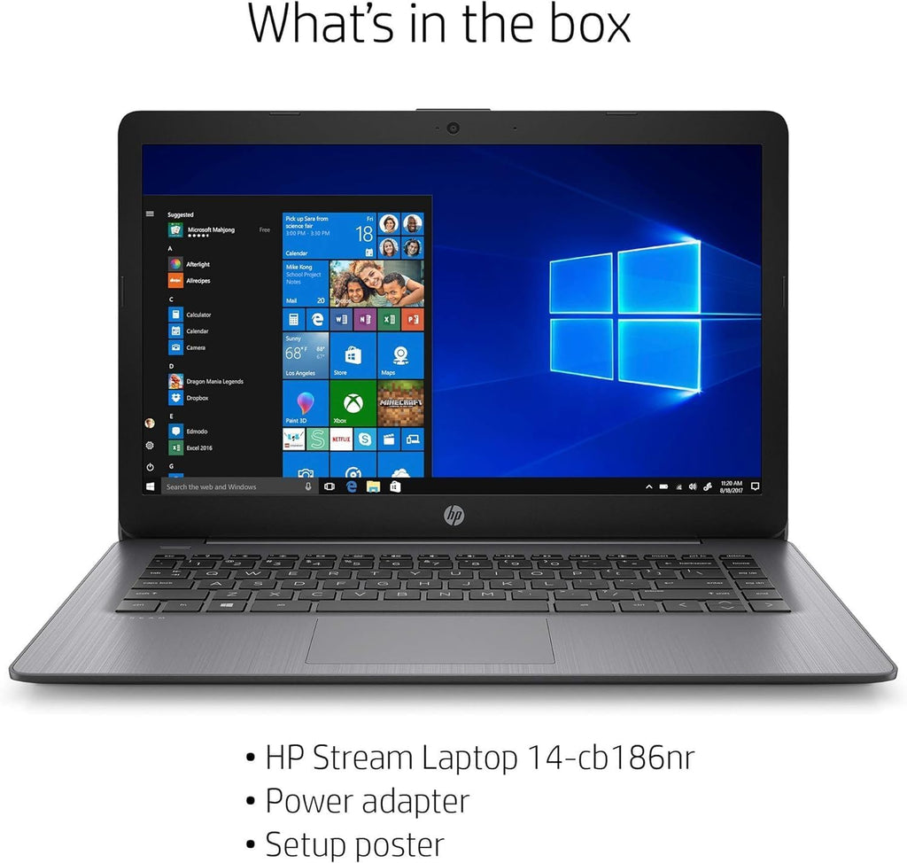 HP Stream 14 Inch HD Laptop Intel Celeron N4000 4GB RAM 64GB eMMC Windows 11 Home (Renewed) C4986