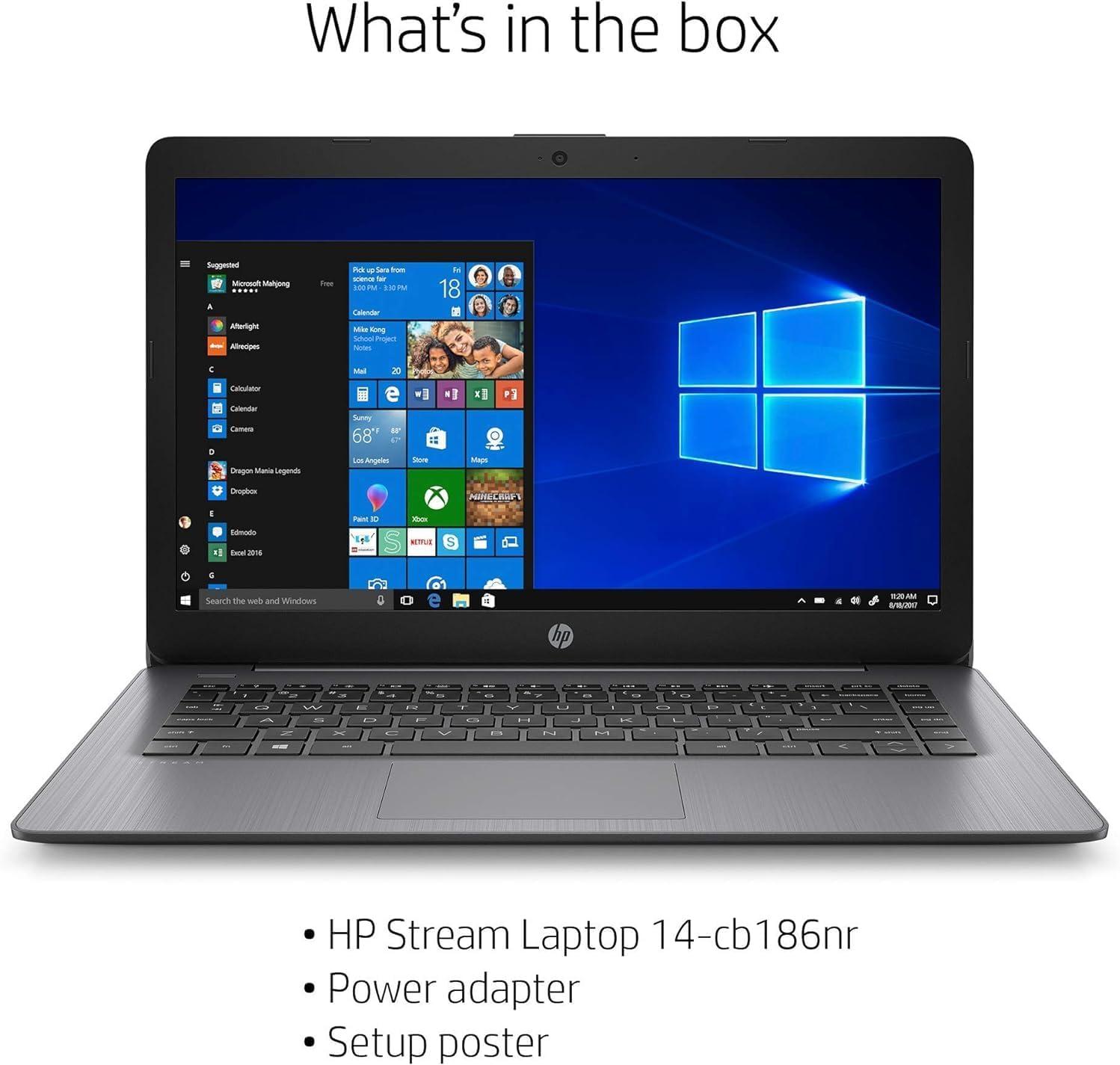 HP Stream 14 Inch HD Laptop Intel Celeron N4000 4GB RAM 64GB eMMC Windows 11 Home (Renewed) C4986