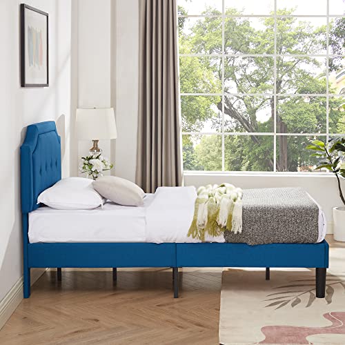 VECELO Upholstered Platform Bed Frame with Adjustable Headboard, Twin Size Z8226