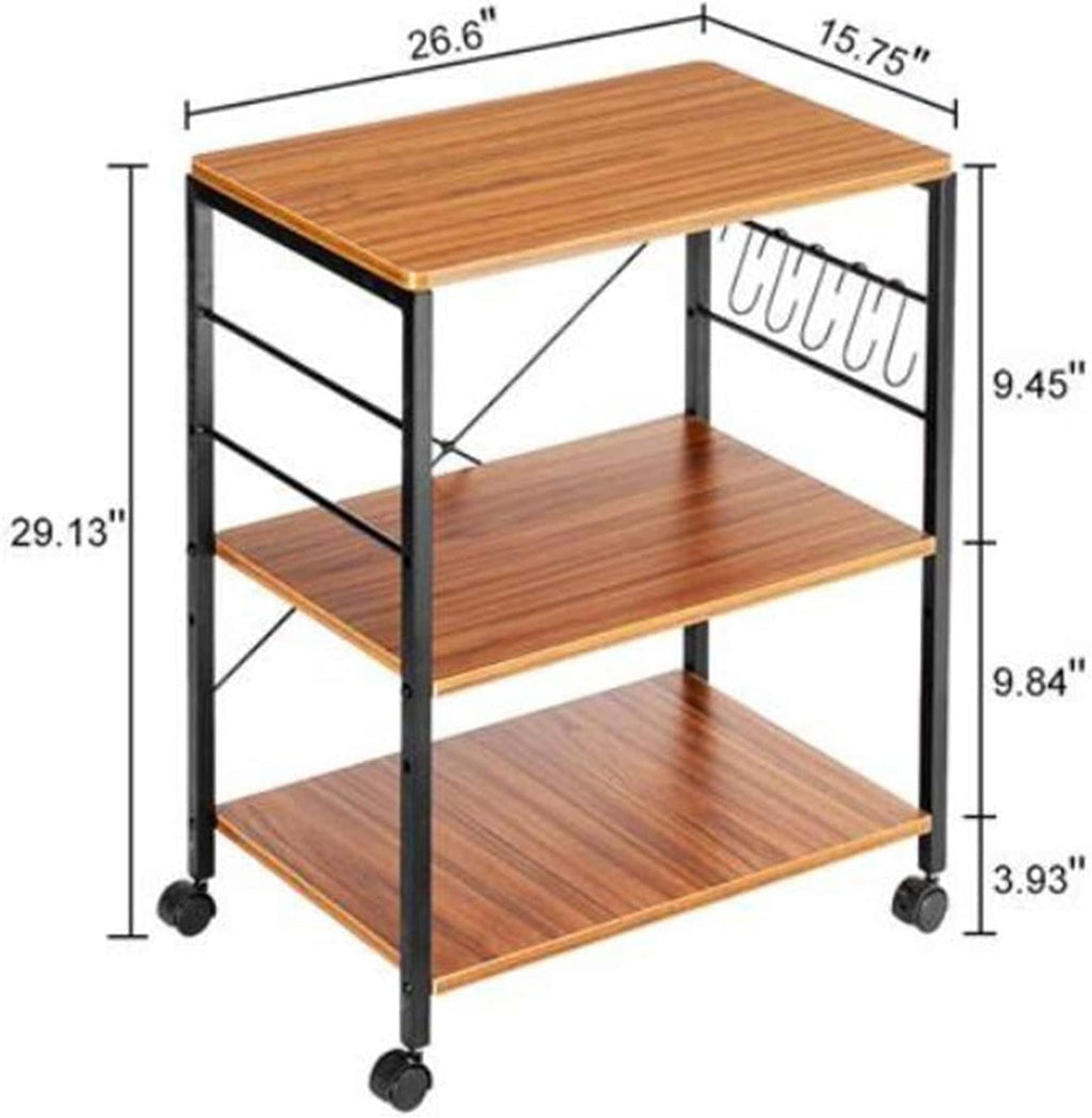 3-Tier Vintage Rolling Microwave Cart with Side Hook L283