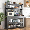 Kitchen Storage Cabinets, Bakers Rack with Drawers, Microwave Stand, with Flip Door Cabinet, Pegboard and Accessories, for Garage Pantry Home Kitchen Spices, Pots ( Color : Gris , Size : L-80CM/31.5IN