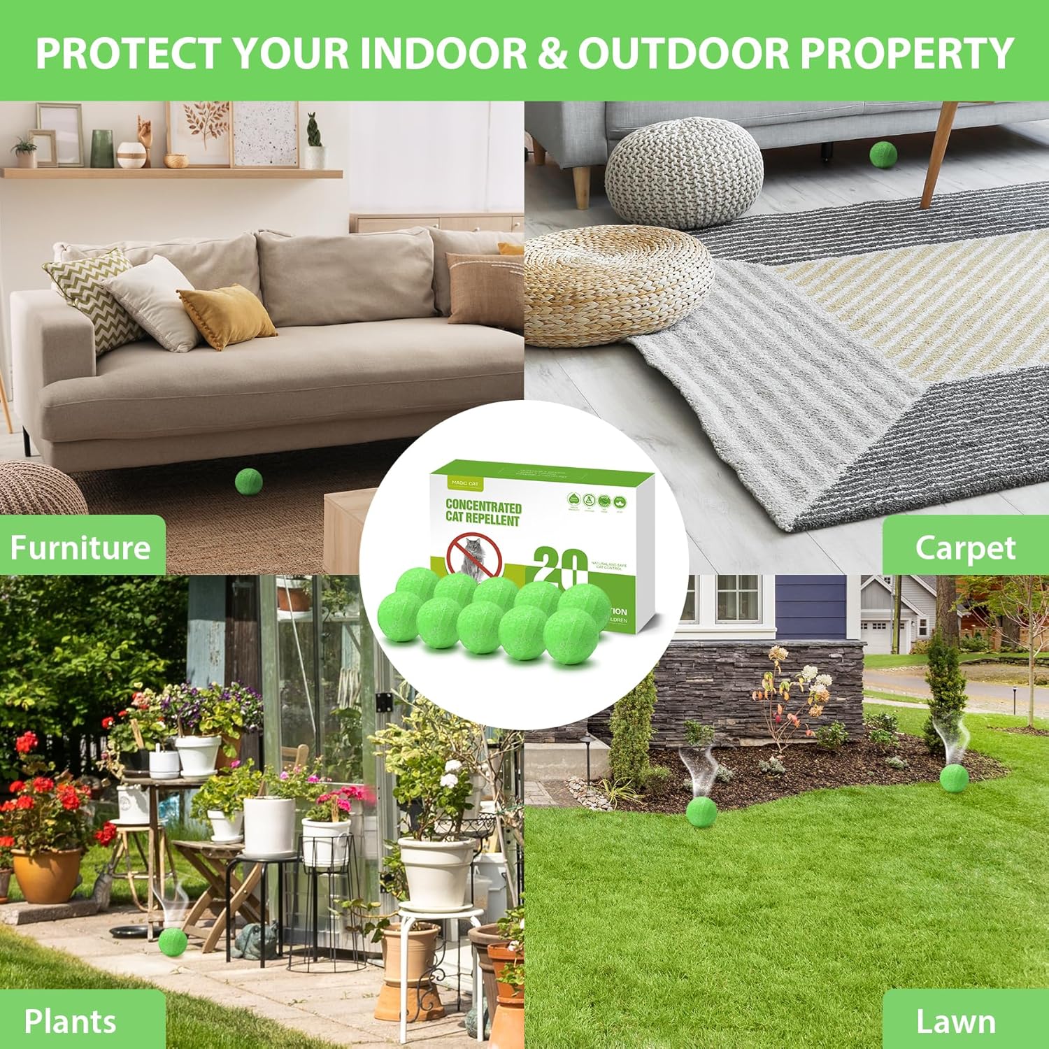 Cat Repellent Outdoor Peppermint Oil Deterrent for Home, 20 Pack R69755