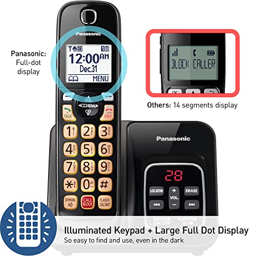 Panasonic Cordless Phone with Answering Machine, 2 Handsets - KX-TGD832M B456