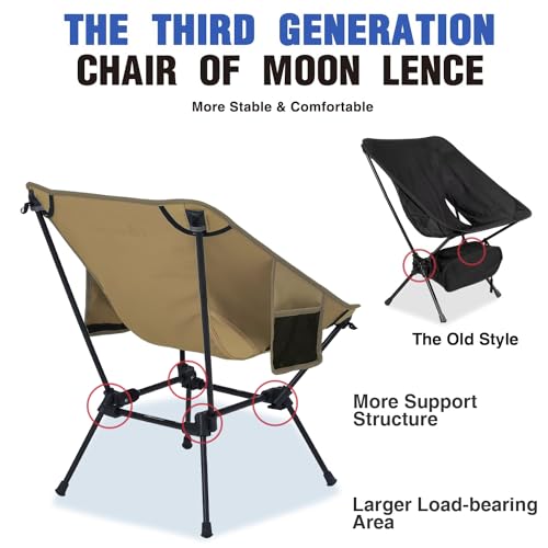 MOON LENCE Camping Chair Compact Folding with Side Pockets E85339
