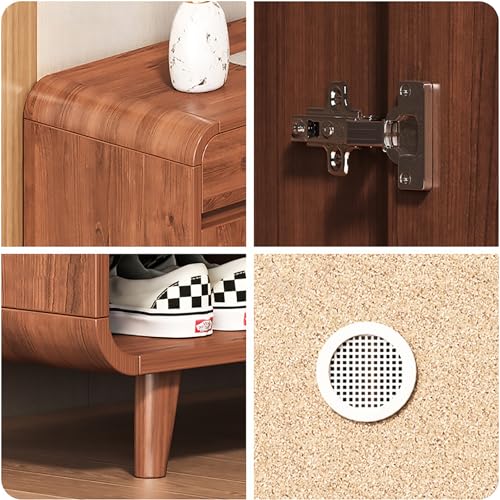 Wooden Shoe Cabinet with Drawers and Adjustable Shelves, 5 Tier, Brown-white G468017