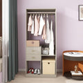 Wooden Closet System Wardrobe: Walk-in Closet Systems Wall Mount Closet with 4 Drawers and Shelves Clothes Storage Closet with 2 Hanging Rods 63"W x 15.7"D x 70.8"H