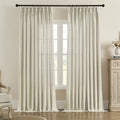 Taupe Linen Pinch Pleated Curtains 96 Inches Long for Living Room, Textured Linen Blended Light Filtering Pinch Pleat Semi Sheer Window Drapes, Easy Hanging Via Hooks 1 Panels 52" Wx96 L