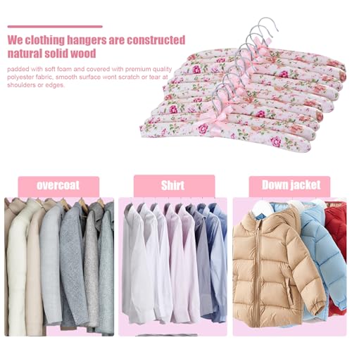 Padded Hangers with Floral Design, 10 Pack for Wedding Dresses and Clothes M5955