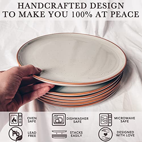 Mora Ceramic Artisan Matte Dinner Plates Set of 6, 10 inch, Dishwasher Safe Y28644