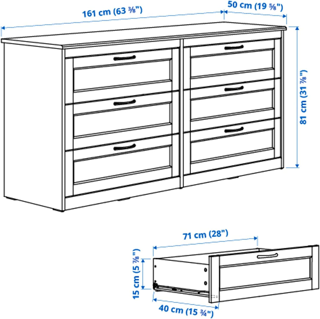 IKEA SONGESAND Chest of 6 Drawers, White Y795202
